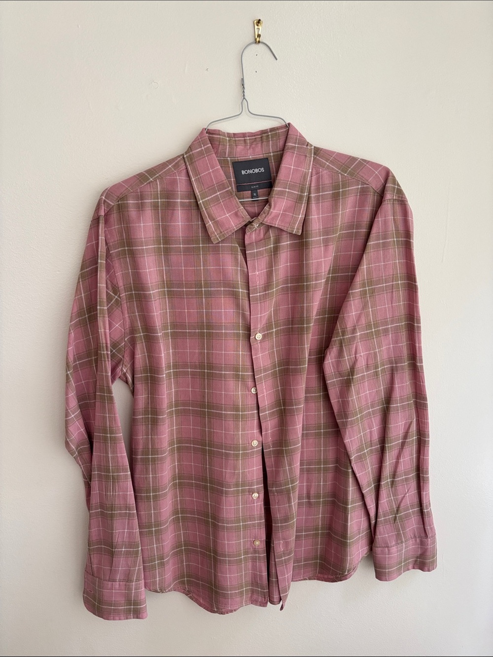 Bonobos men’s long sleeve plaid button down dress shirt